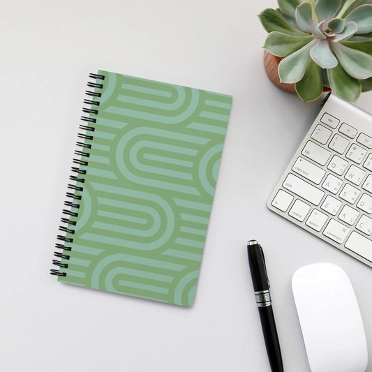 Scalloped Green Pattern Spiral Notebook